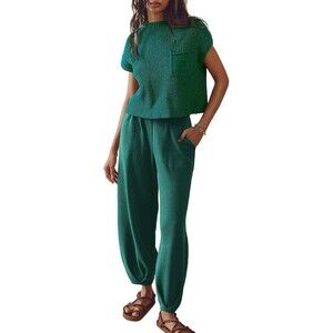Unbrand Loungewear Sleepwear Wide Leg Pants Casual Green Size Medium